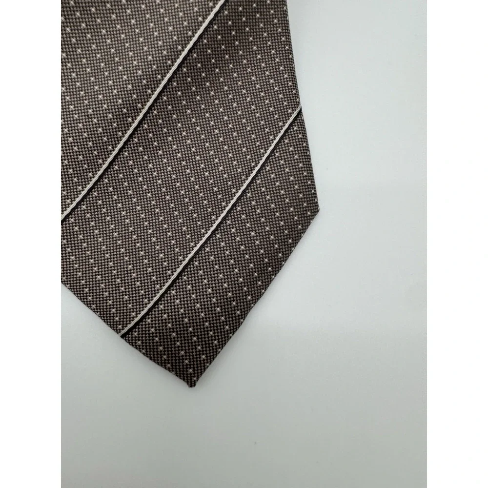Banana Republic Silk Blend Tie Brown Tan Diagonal Stripe Stain Resistant Classic